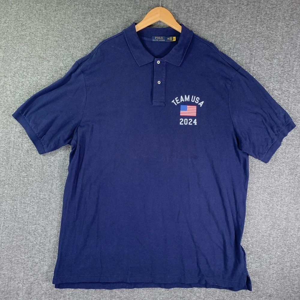 Polo Ralph Lauren Polo Men 3XLT Team USA 2024 Navy Short Sleeve